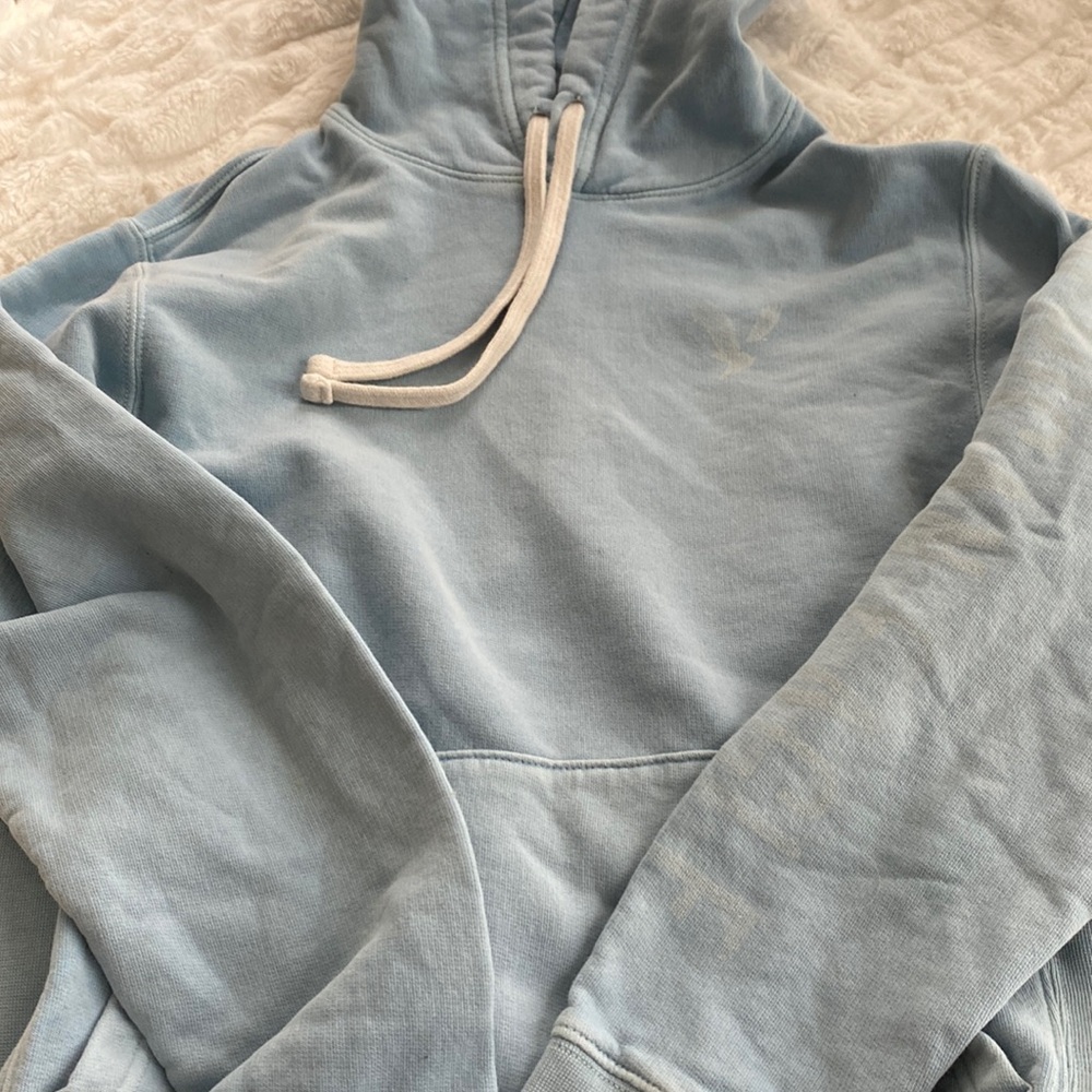 Light blue and white American eagle hoodie
